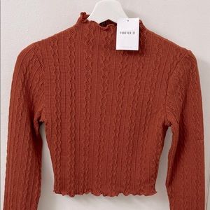 Forever 21 Cable Knit Mock Neck Crop Top. New!